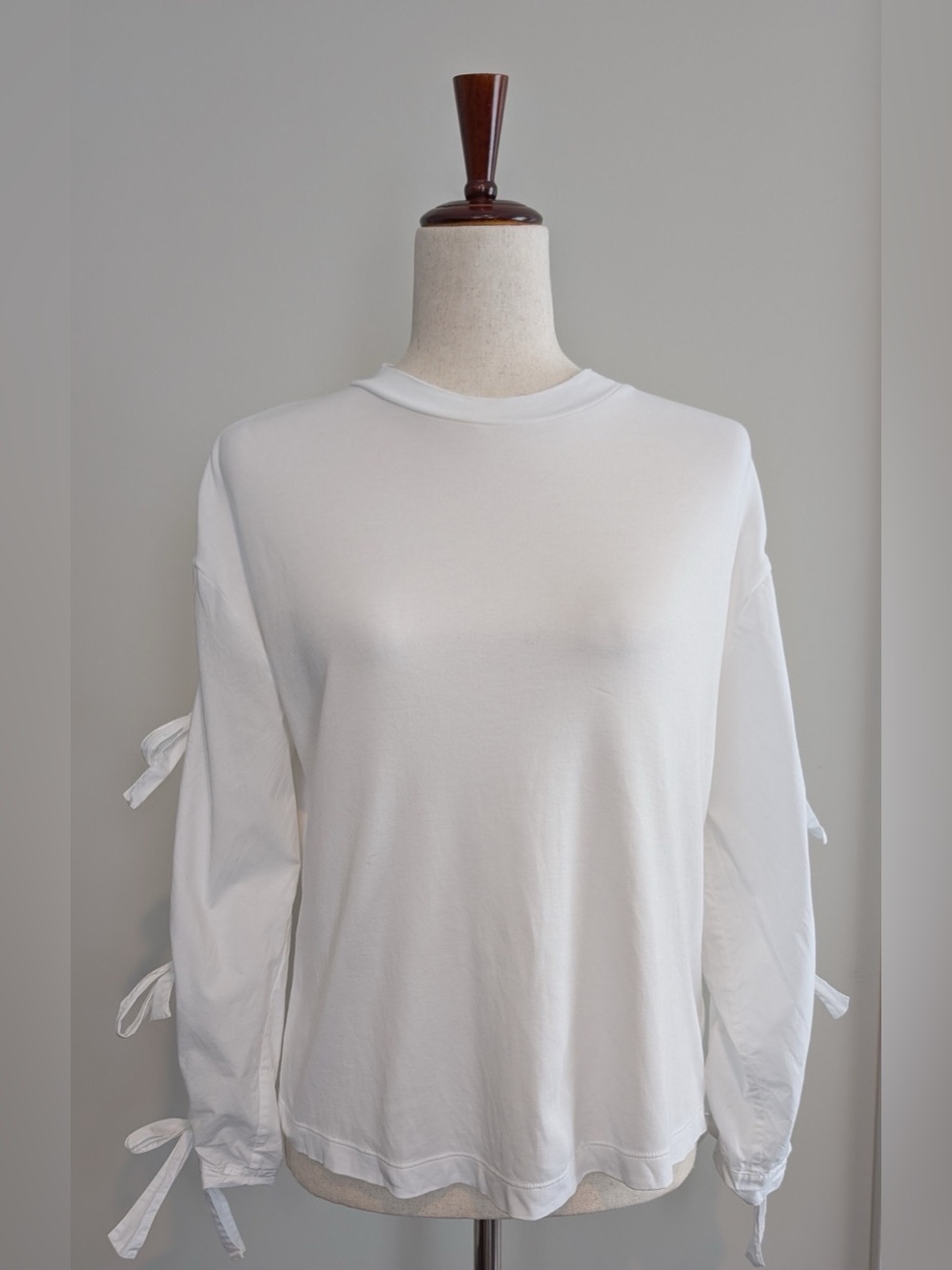 Tory Burch Women’s Emilia Top Cotton Tie Sleeves Crewneck White Size Small